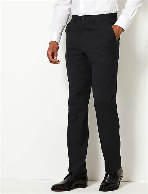 Buy Regular Fit Wool Blend Stretch Trousers at Marks & Spencer