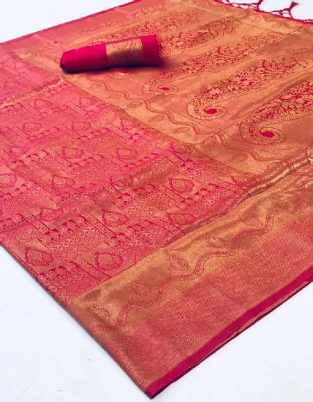 Royal Kanjeevaram Silk Handloom Pink Saree Blouse Designs Online – Sunasa