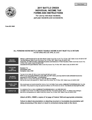 2017 Form MI BC-1040 - Battle Creek - Blank Fillable Template | Fill ...