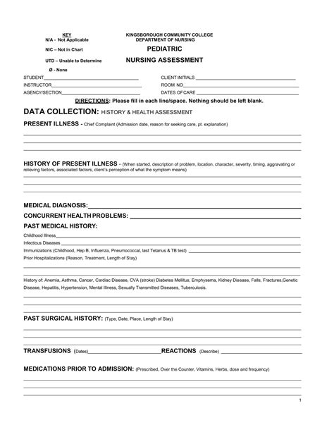 Free Printable Nursing Assessment Form Templates [PDF, Word]