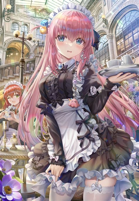 anime girls, one eye closed, maid, flowers, BOCCHI THE ROCK!, Torino ...