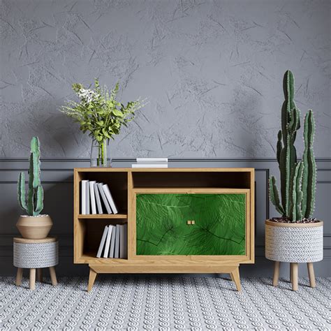 Green Shaded Leafs Design Self Adhesive Sticker For Cabinet ...