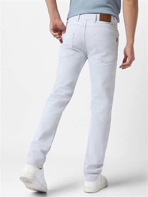 Men's Whitish Grey Regular Fit Washed Jeans Stretchable – Urbano Fashion