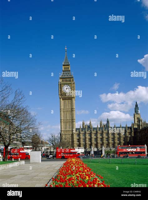 Big ben, England, United Kingdom, Great Britain, Flowers, Heritage ...