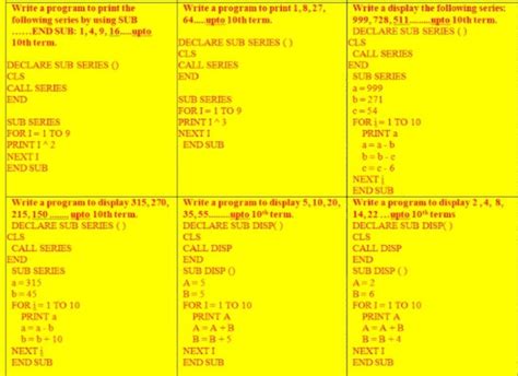 write a small basic program to print the seris 1, 8, 27, 64 upto 10 ...