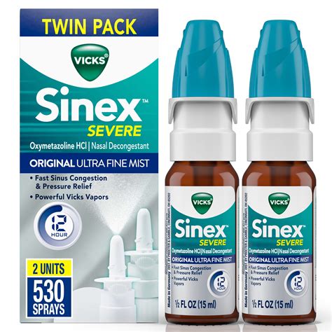 Vicks Sinex Severe Nasal Spray, Original Ultra Fine Mist, Decongestant ...