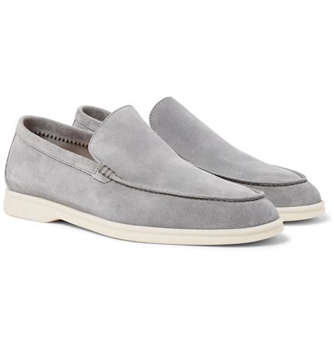 LORO PIANA Summer Walk Suede Loafers for Men | Mens suede loafers, Grey ...