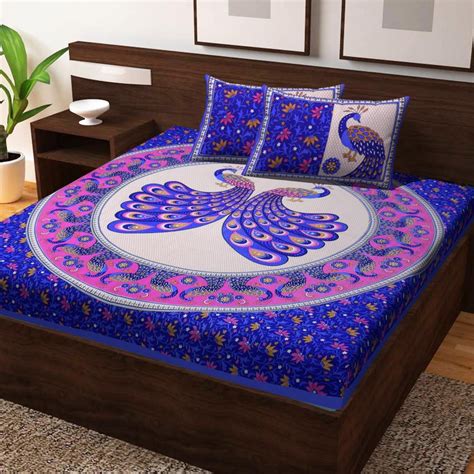 Jaipuri Prints Cotton Bed sheet For Double Bed With Two Pillow Cover ...