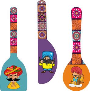 Brothers Creation Indian Culture Decorative Wooden Wall Hanging Spoon ...