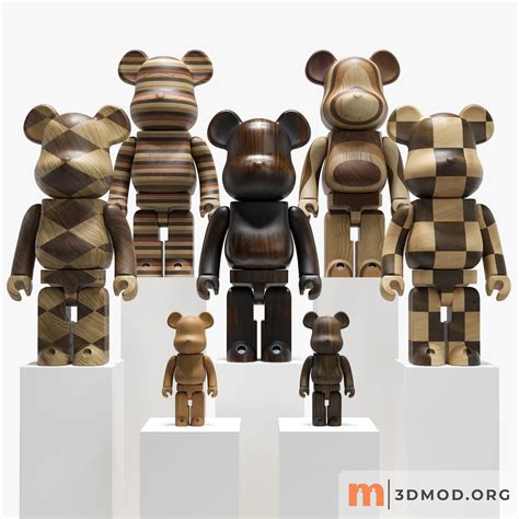 3D Bearbrick – Karimoku- Wood set model