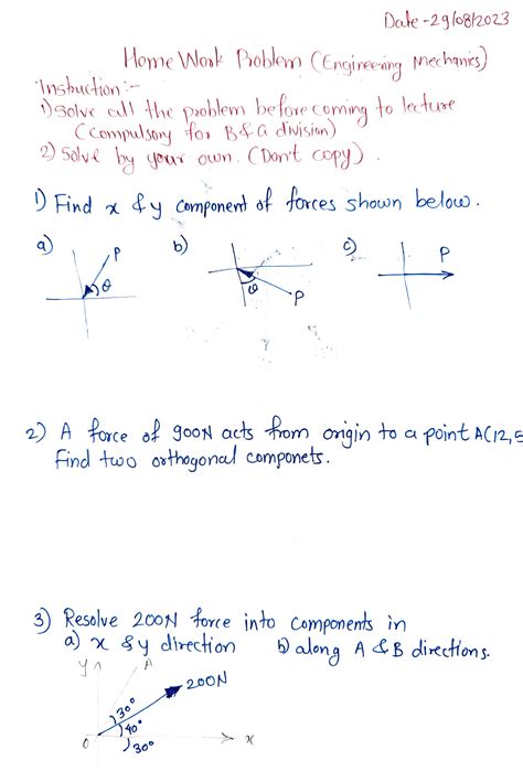 EM Homework 29-08-2023 - Inshution Home Wosl Poben (Engire ing echanrs ...