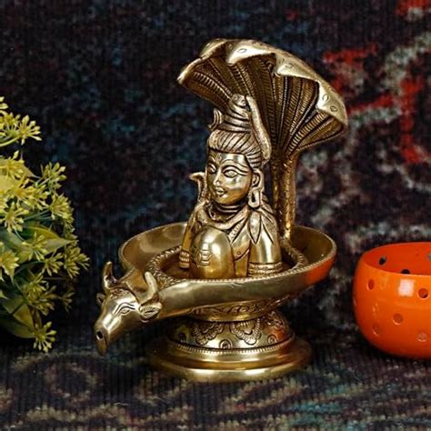 Buy ARTVARKO Brass Shivling with Snake Shiv Lingam Statue Snake Idols ...