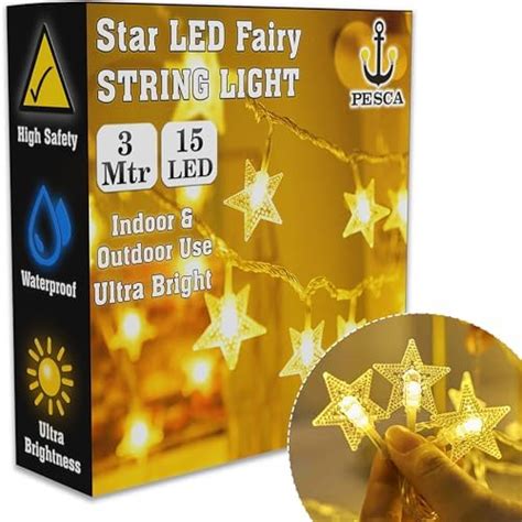 Buy PESCA Plastic Star String Lights 15 Star Led, Decoration For ...