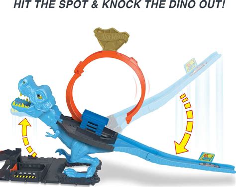 Buy Hot Wheels City T-Rex Chomp-Down Track Set with a Huge Loop & 1:64 ...