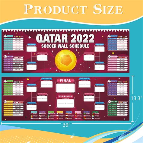 Buy Qatar 2022 World Soccer Game Wall Chart Schedule Poster Home Office ...