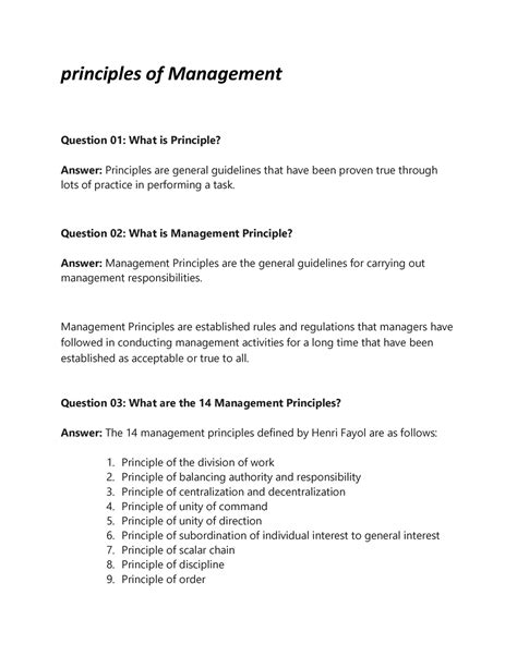 Principles of Management part 4 - principles of Management Question 01 ...