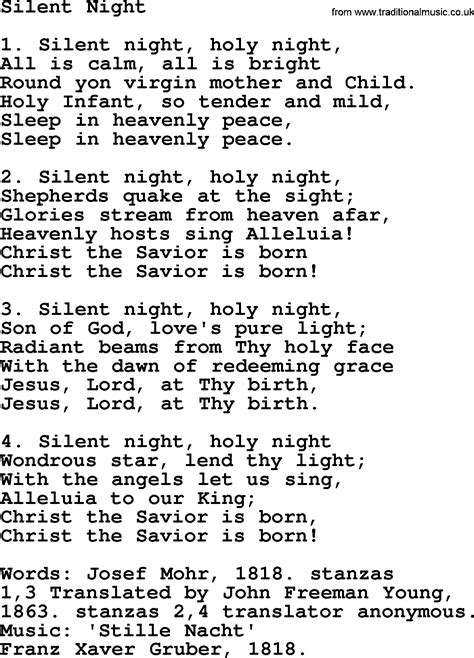 Free Printable Silent Night Lyrics - Printable Word Searches