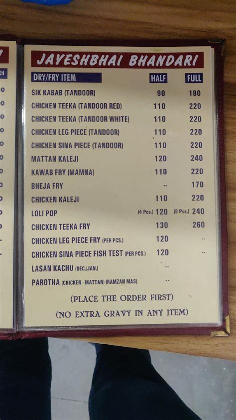 Menu at Jayesh Bhandari kabab and chicken (Catch Up Restaurant), Surat