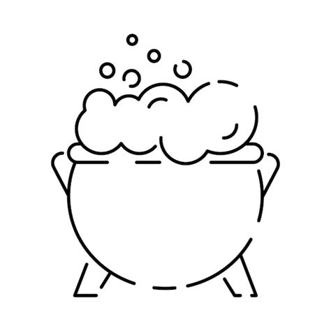 Heks ketel lijn pictogram halloween en enge heks pot vector pictogram ...
