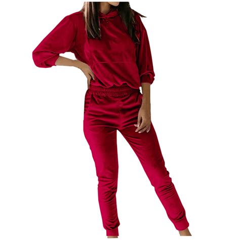 Velour Tracksuit Womens 2 Pieces Joggers Outfits Jogging Sweatsuits Set ...