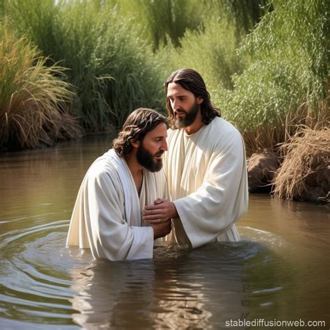 Baptism of Jesus in the Jordan River | Stable Diffusion Online