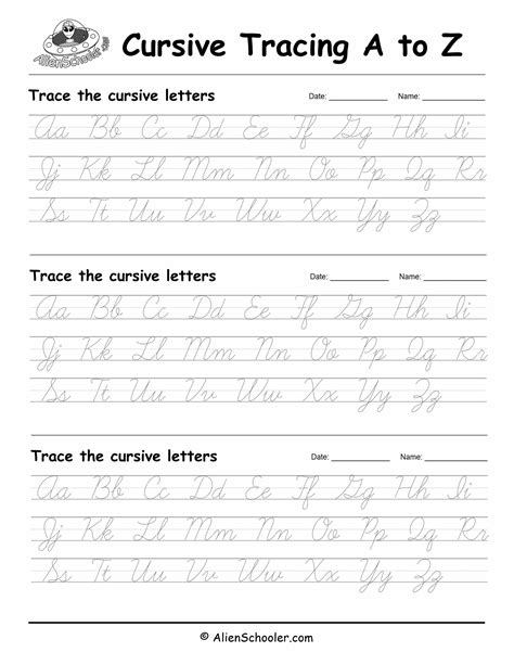 Free Cursive Worksheets Pdf Free Cursive Alphabet Tracing Sheets