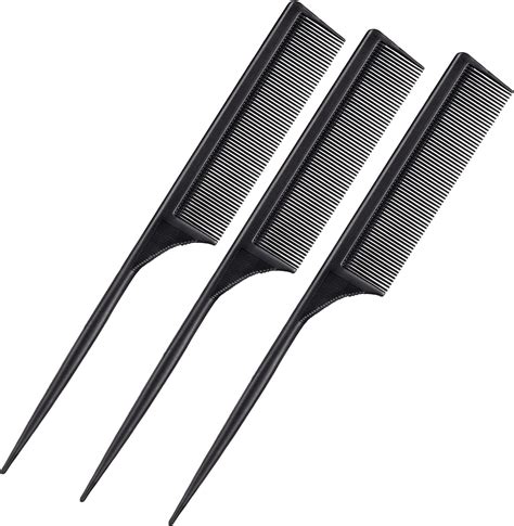 Amazon.com : Leinuosen 3 Pack Carbon Fiber Rat Tail Styling Comb, Heat ...