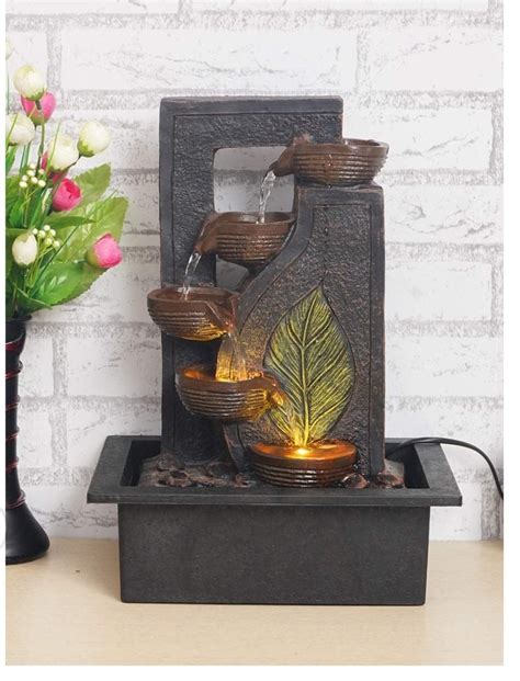 Arjun Indoor Tabletop Water Fountain for Home Décor with LED Lights ...