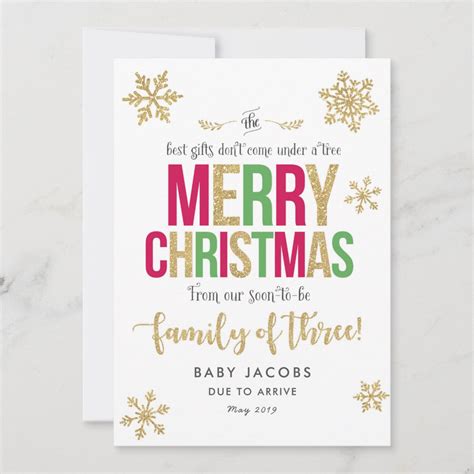 Pregnancy Announcement Christmas Card Simple Frame | Zazzle