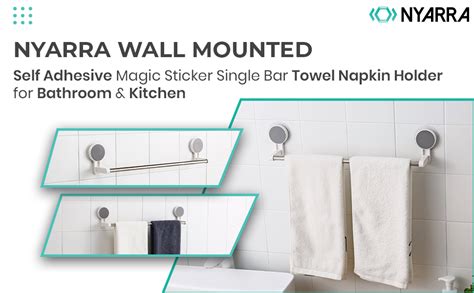 Nyarra Wall Mounted Self Adhesive Magic Sticker Towel Napkin Holder Bar ...
