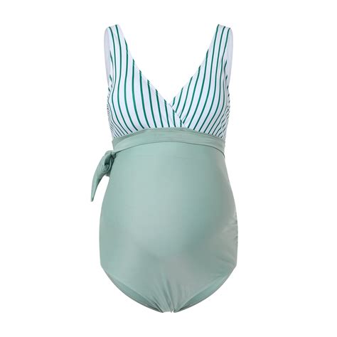 Povozer Maternity Swimsuit One Piece Tie Front Bathing Suit V Neck ...