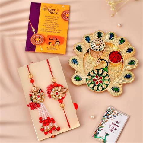 CraftVatika Pooja Thali Set for Brother Bhabhi - Kumkum Thali Set with ...