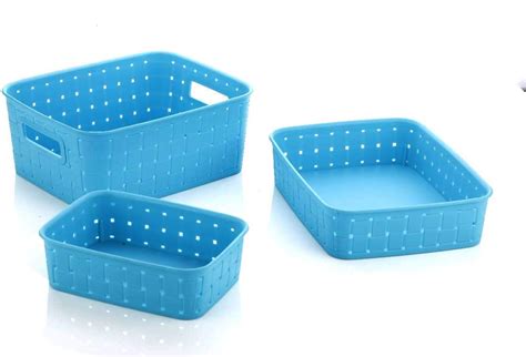 Buy Amazon Brand - Solimo Fruit Plastic Basket Set (3 pieces, Pink ...