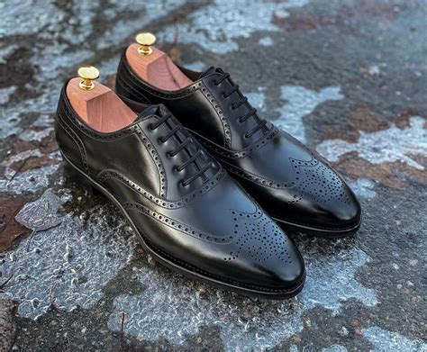 Height Increasing Black Leather Madeira Brogue Oxfords - Formal Shoes ...