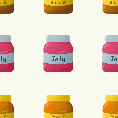 Premium Vector | Seamless pattern with peanut butter jars and jelly ...