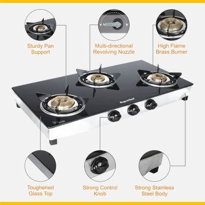 superchef Glass Manual Gas Stove Price in India - Buy superchef Glass ...