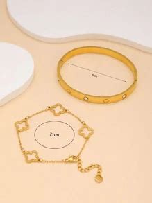 Vintage High-Quality Stainless Steel Zirconia Flower Jewelry Bracelet ...