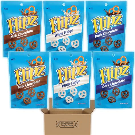 Flipz Lover's Chocolate Covered Pretzels Bulk Variety Pack - 6 Bags of ...