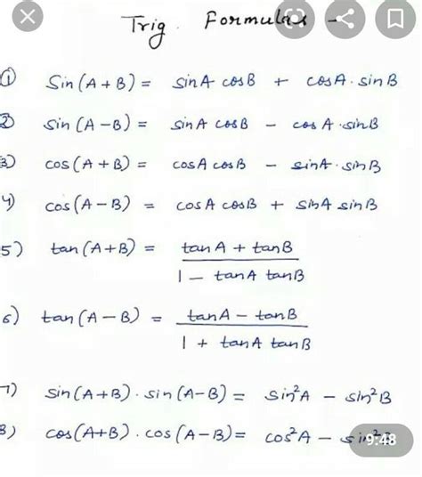 what are the most important formulas of trignomentry? - Brainly.in