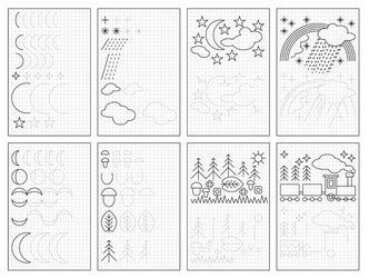 Set black and white educational pages Royalty Free Vector