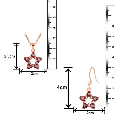 Mahi Rose Gold Plated Red Meenakari Work and Crystals Star Pendant Set ...