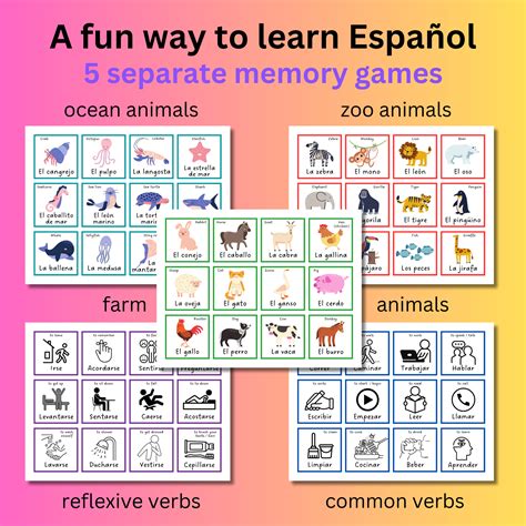 Spanish Memory Games Printable, Spanish Learning, Spanish Game for ...