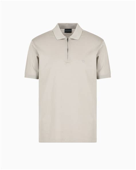 ASV Lyocell-blend jersey polo shirt with zip | Emporio Armani