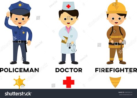 Children Three Important Jobs People Firefighter Stock Vector 430339210 - Shutterstock