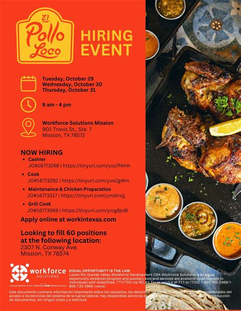 El Pollo Loco Hiring Event, 901 Travis St., Ste. 7 Mission, TX 78572 ...