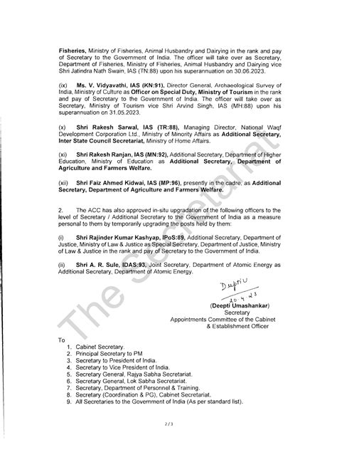 Personnel reshuffle in the central administration