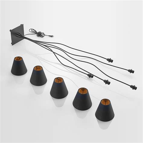 Lindby Komalie floor lamp, five-bulb, black | Lights.ie