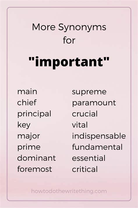 More Synonyms for "important" | Writing Tips | Learn english words ...
