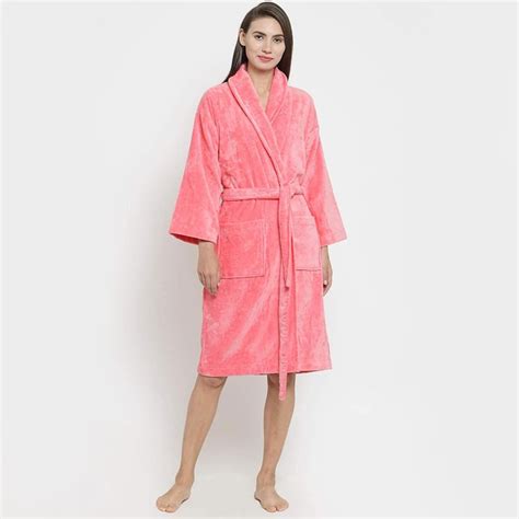 Buy TRIDENT Classic Pink Solid Cotton Bathrobe from Trident at just INR ...