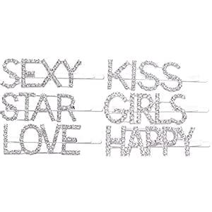 Buy Lurrose 6pcs Crystal Bling Letters Bobby Luxury Hair Pins Sparkle ...